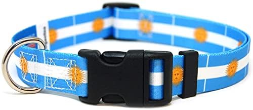 צווארון כלבים ארגנטינה | דגל ארגנטינה | אבזם שחרור מהיר | מיוצר ב- NJ, ארהב | לכלבים קטנים
